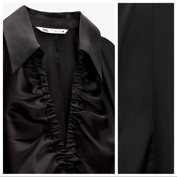 NWT. Zara Satin Effect Top with Gathered Details. Size M. - Picture 5 of 10